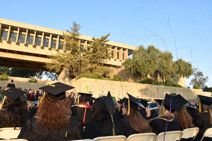 People enjoying commencement activities