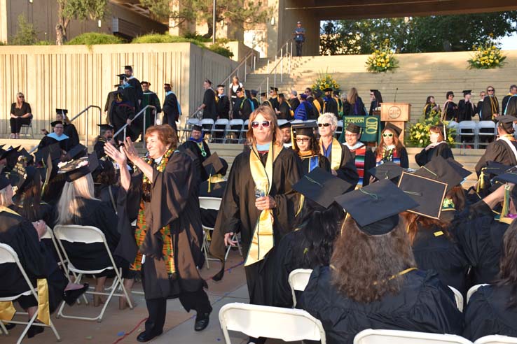 People enjoying commencement activities