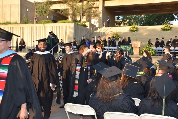 People enjoying commencement activities