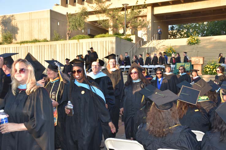 People enjoying commencement activities