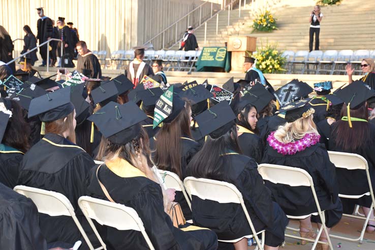 People enjoying commencement activities