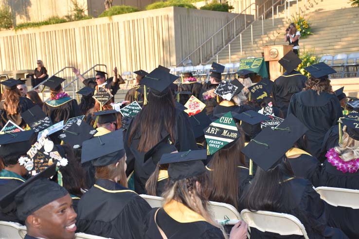 People enjoying commencement activities