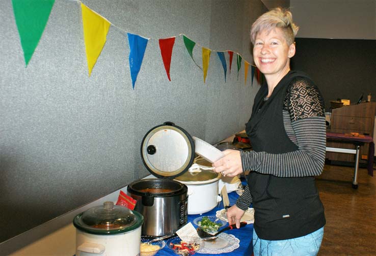 Faculty and staff at Soup-a-palooza.