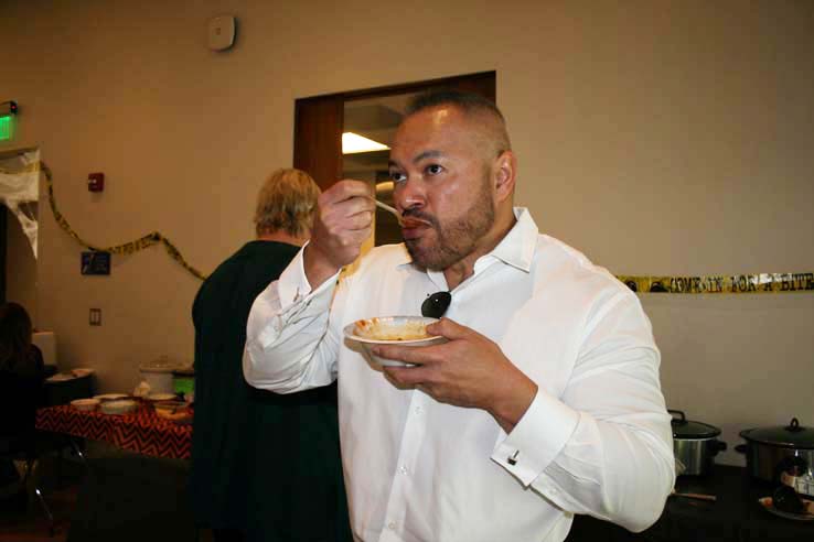 People enjoying the Chili Cook-off