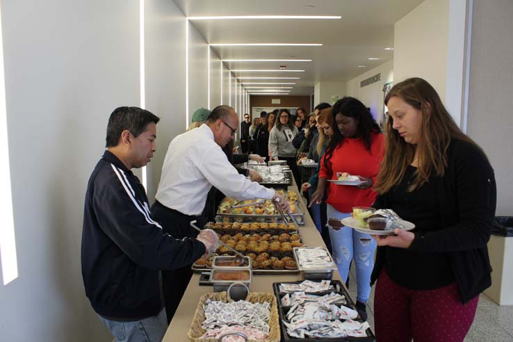 Students enjoying the Grad Breakfast