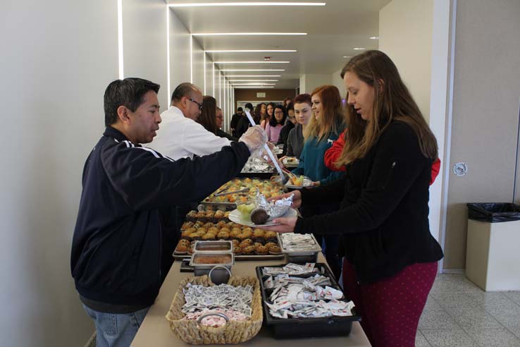 Students enjoying the Grad Breakfast