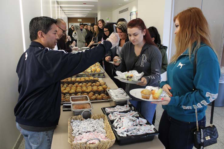 Students enjoying the Grad Breakfast