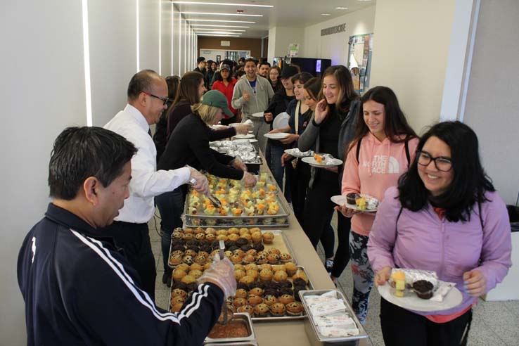 Students enjoying the Grad Breakfast