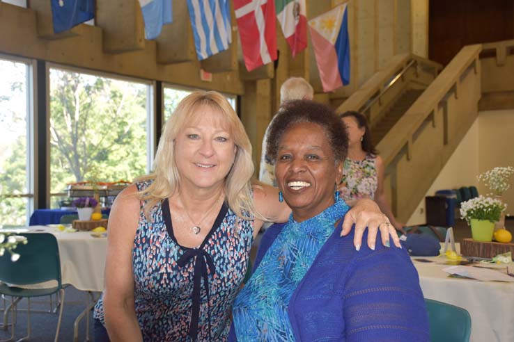 People enjoying the retiree brunch and campus tour