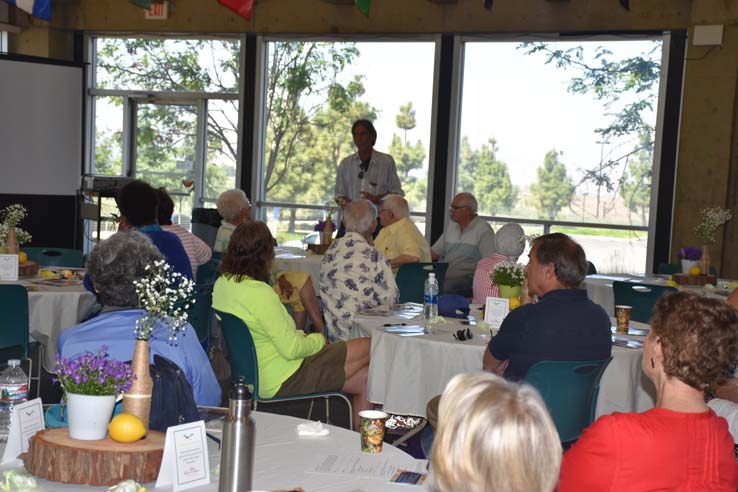 People enjoying the retiree brunch and campus tour