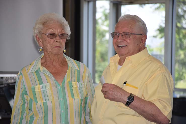 People enjoying the retiree brunch and campus tour