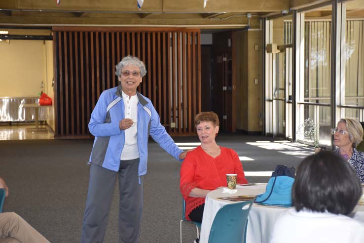 People enjoying the retiree brunch and campus tour