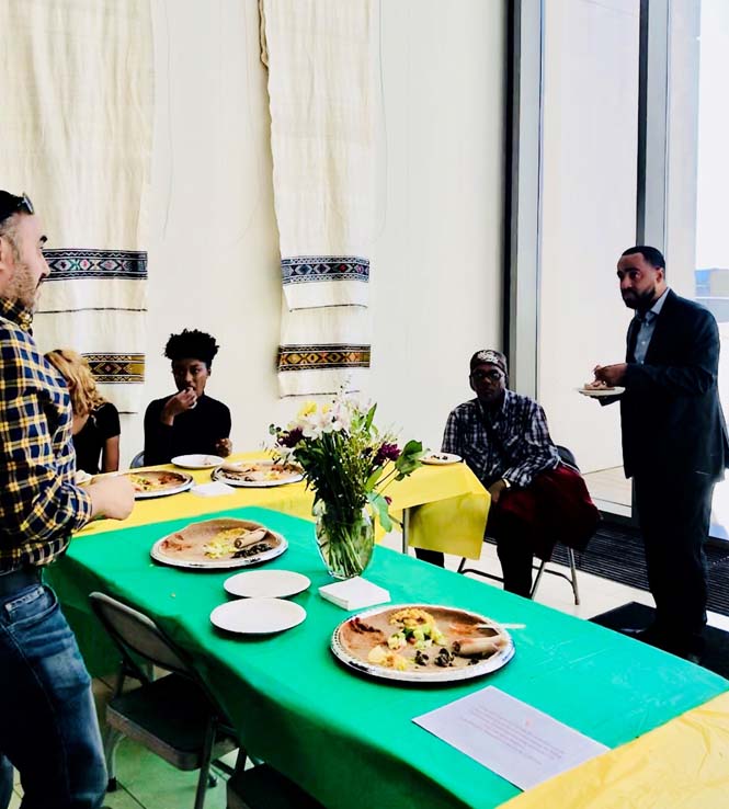 People enjoying the Black History Month Kick-Off