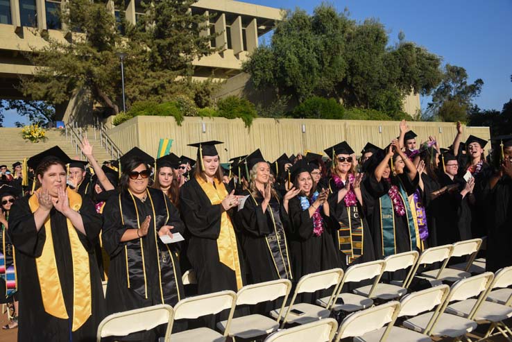 Students enjoying Commencement