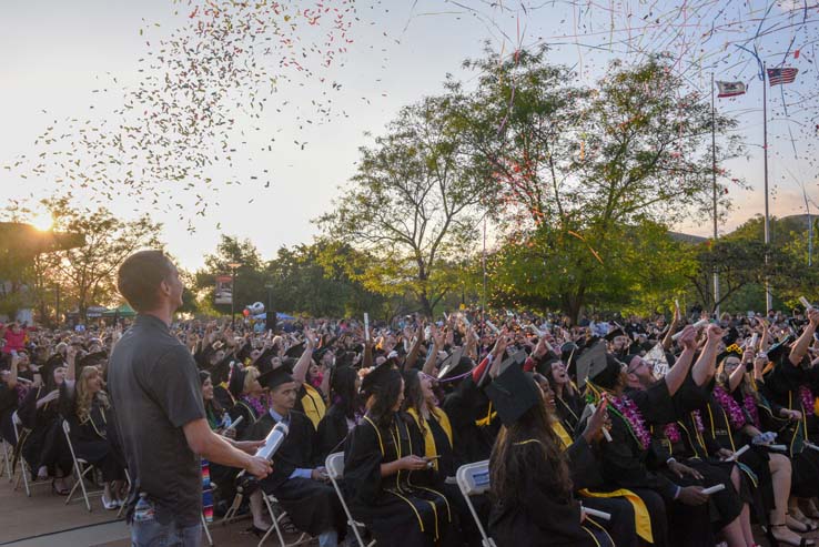 Students enjoying Commencement