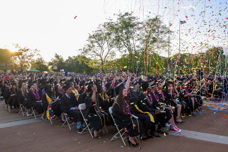 Students enjoying Commencement