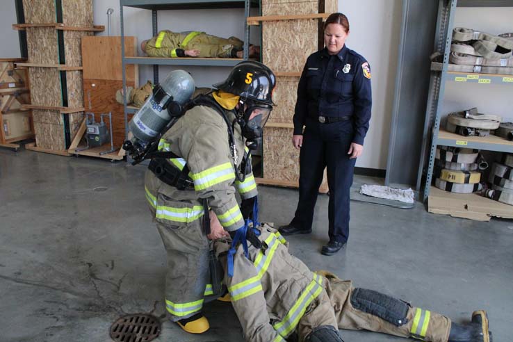 Participants in the open house undergoing a circuit.