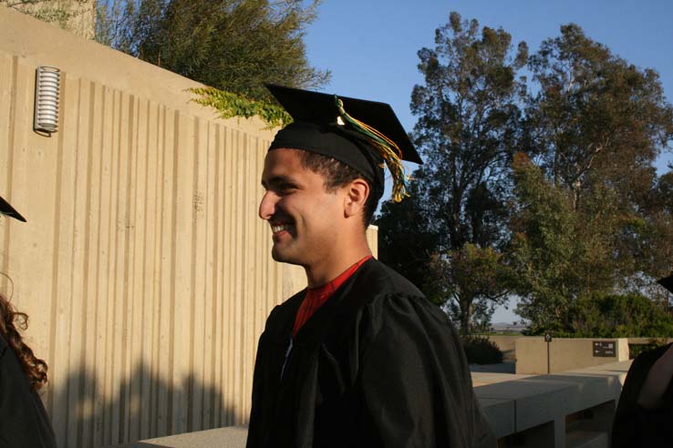 Students on walkway at Commencement