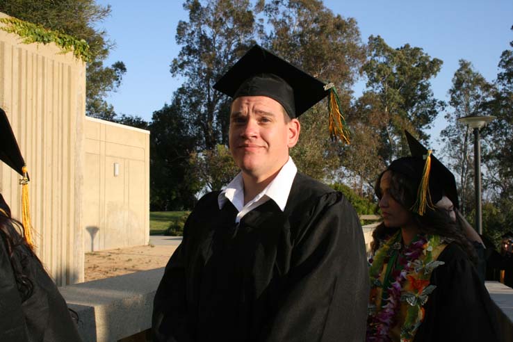 Students on walkway at Commencement