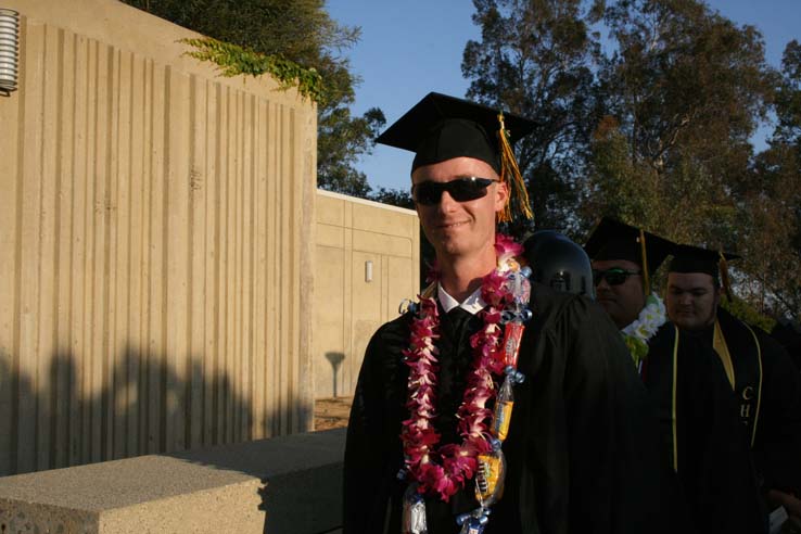 Students on walkway at Commencement