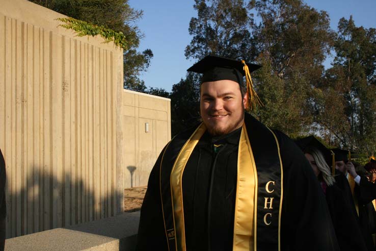 Students on walkway at Commencement