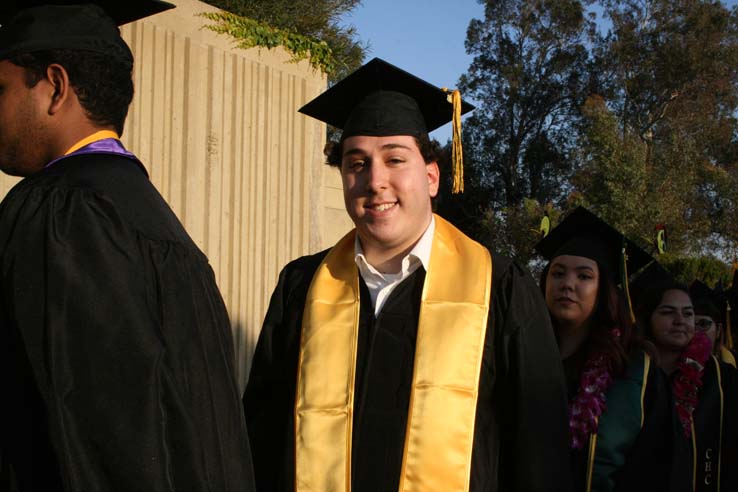 Students on walkway at Commencement