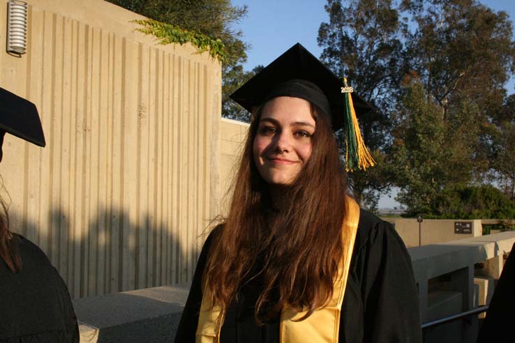 Students on walkway at Commencement