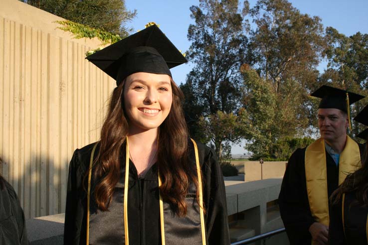 Students on walkway at Commencement