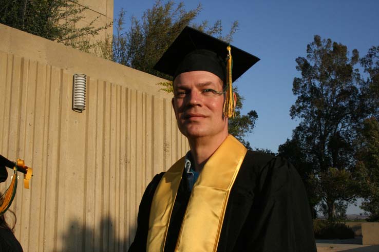 Students on walkway at Commencement