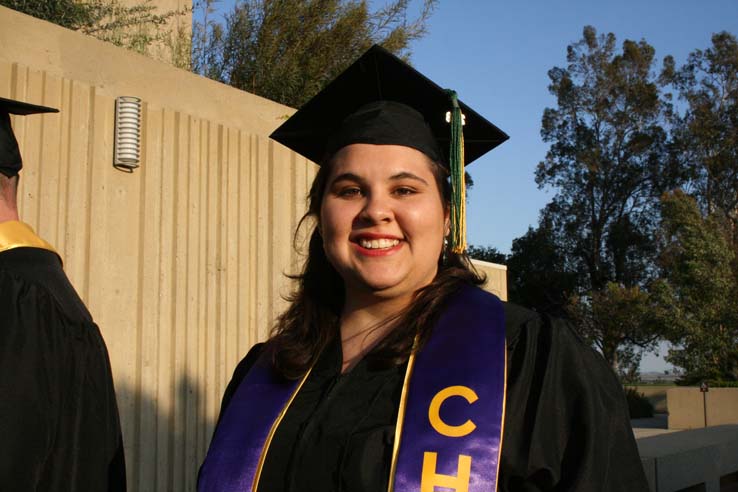 Students on walkway at Commencement