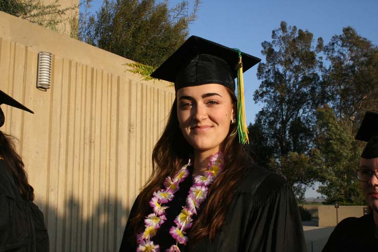 Students on walkway at Commencement