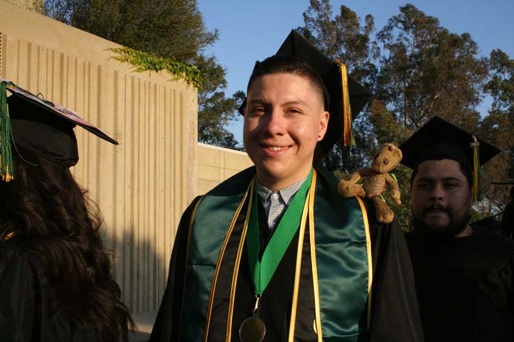 Students on walkway at Commencement