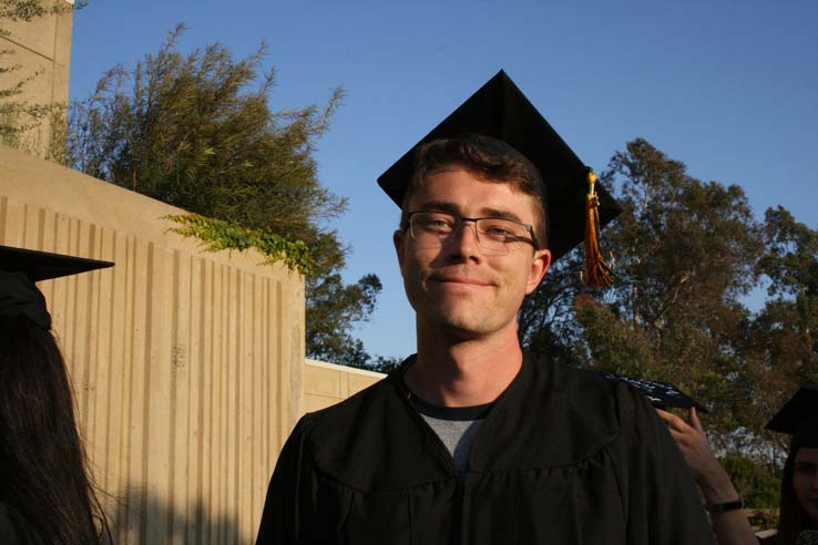 Students on walkway at Commencement