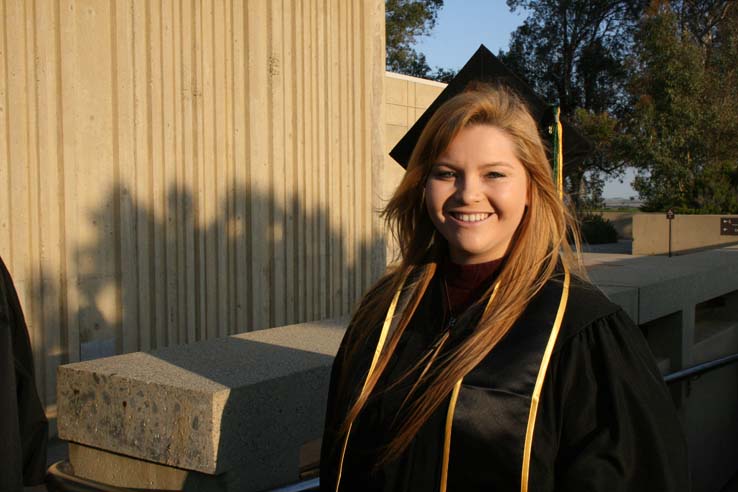 Students on walkway at Commencement