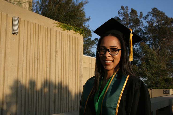 Students on walkway at Commencement