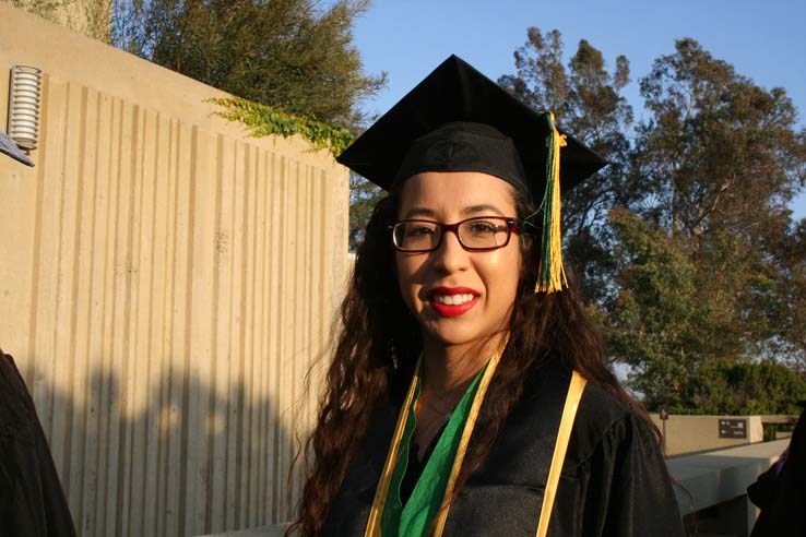 Students on walkway at Commencement