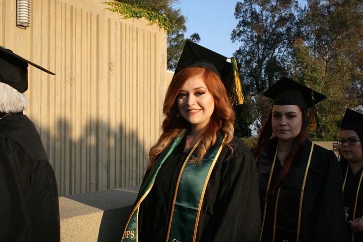 Students on walkway at Commencement