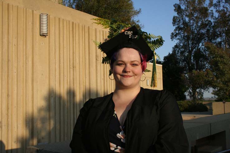 Students on walkway at Commencement