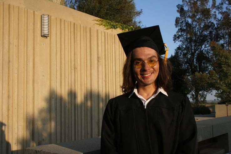 Students on walkway at Commencement