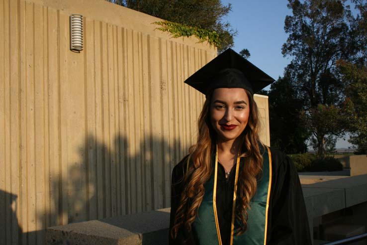 Students on walkway at Commencement