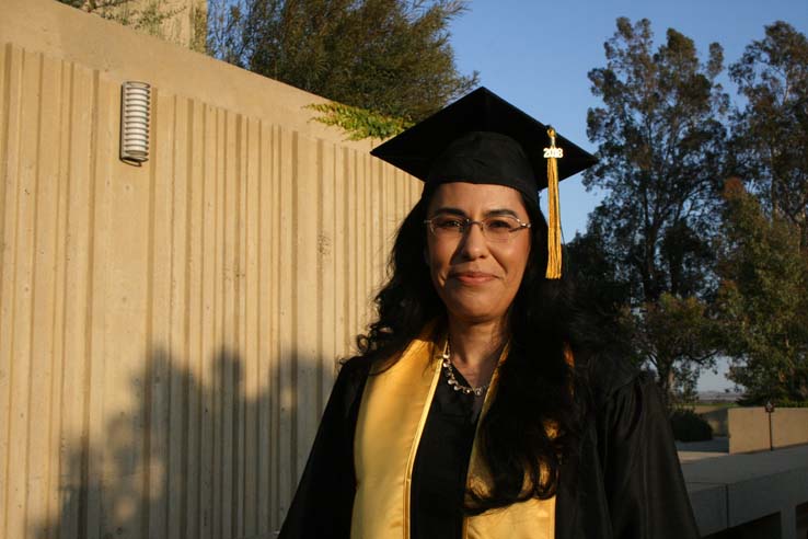 Students on walkway at Commencement