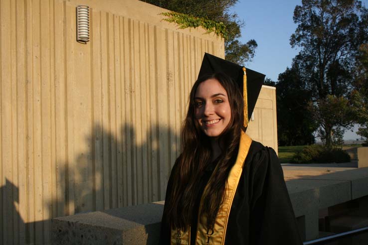 Students on walkway at Commencement