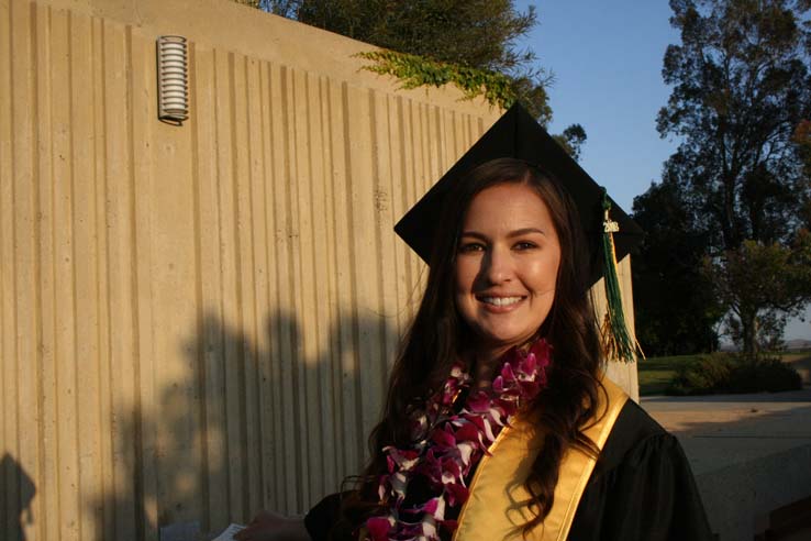 Students on walkway at Commencement