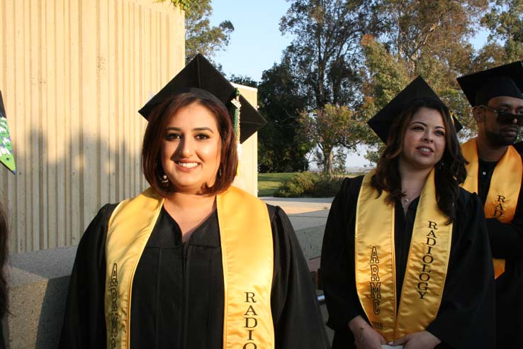 Students on walkway at Commencement