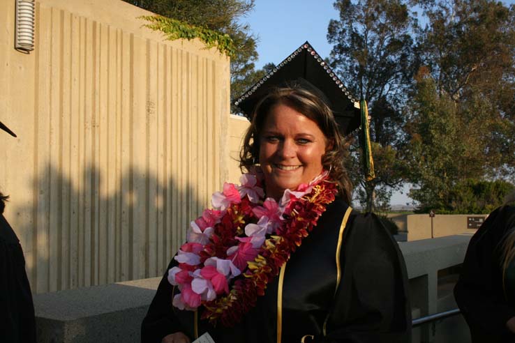 Students on walkway at Commencement