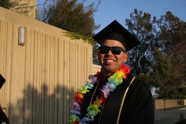 Students on walkway at Commencement