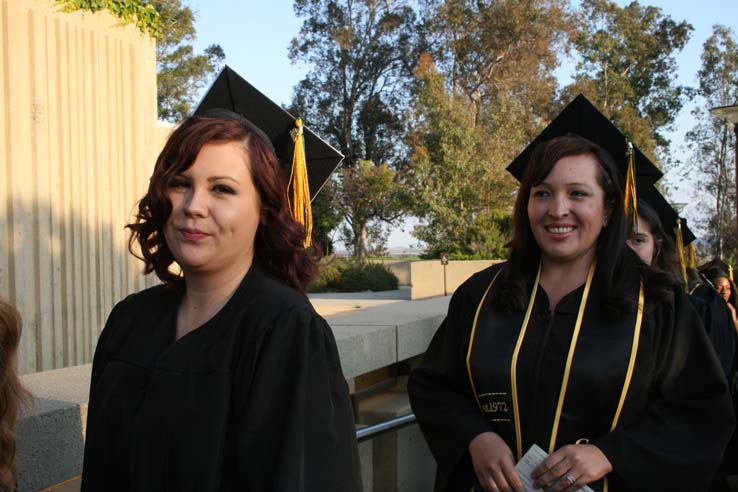 Students on walkway at Commencement