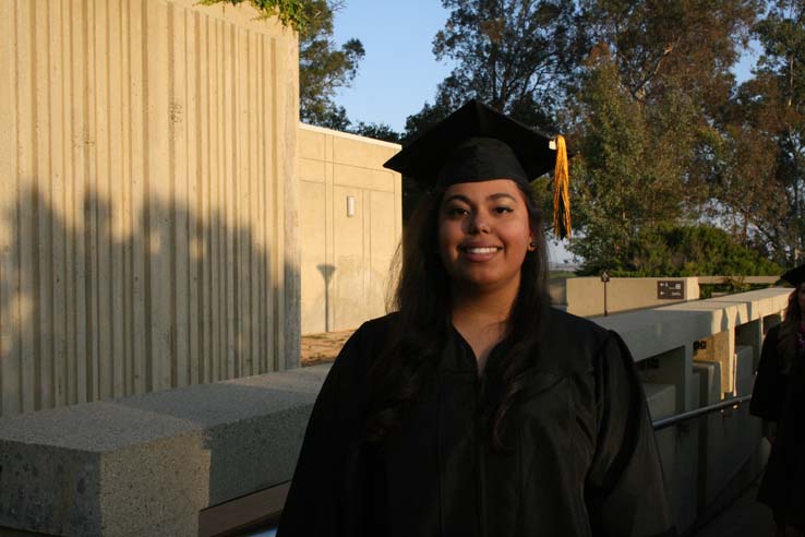 Students on walkway at Commencement