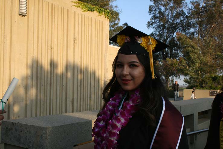 Students on walkway at Commencement