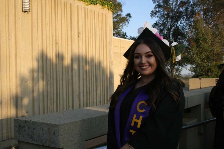 Students on walkway at Commencement